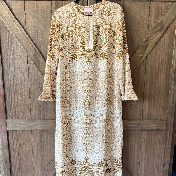 Chicos Black Label Satin Tunic Dress Silk Blend Long Sleeve Size 8 - Picture 2 of 8